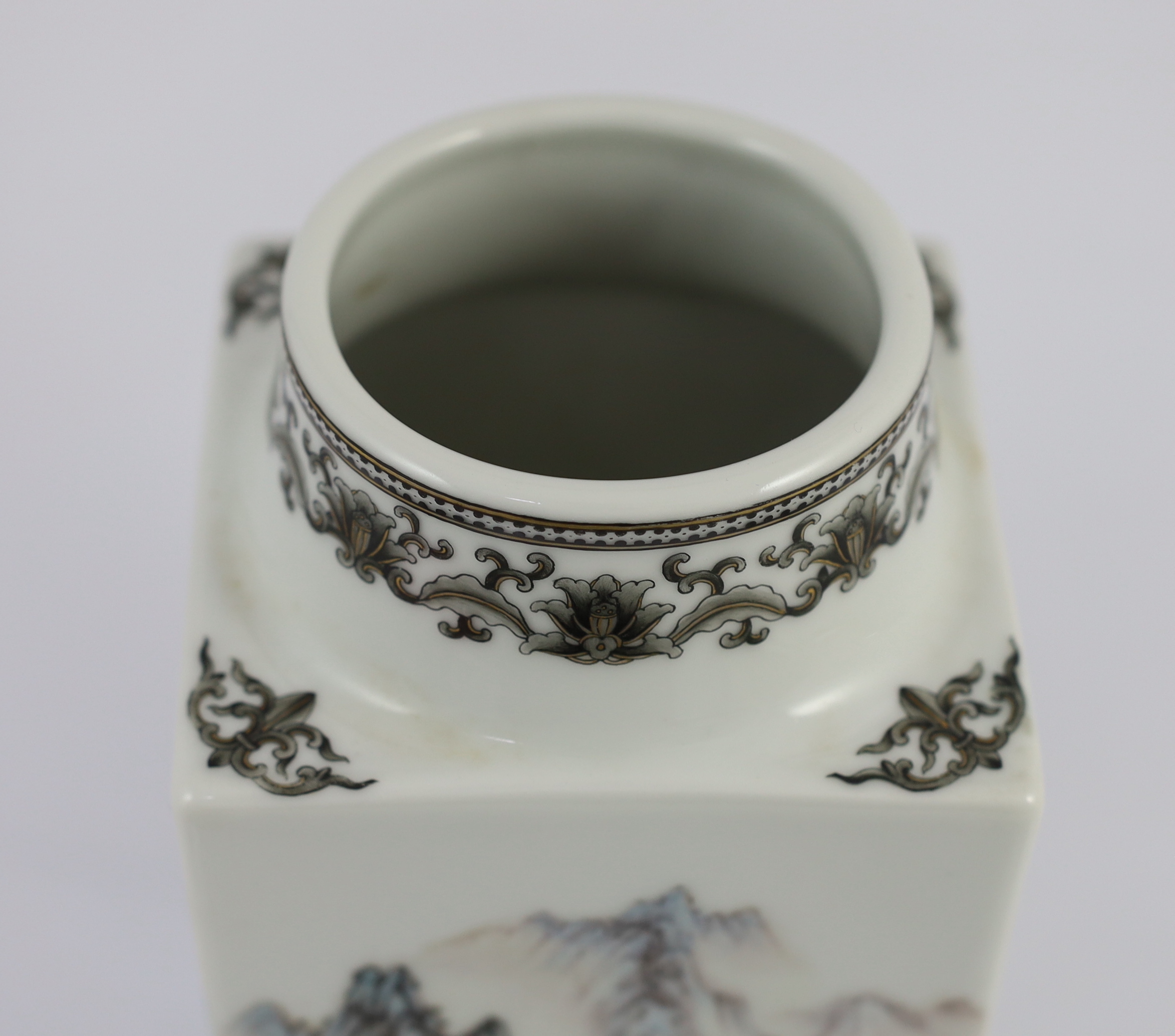 A Chinese enamelled porcelain ‘cong’ vase, mid 20th century, Jingdezhen mark